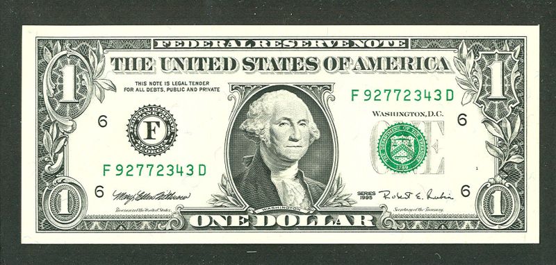 Fr.1923-F, 1995 $1 Web Note, F-D Block, GemCU